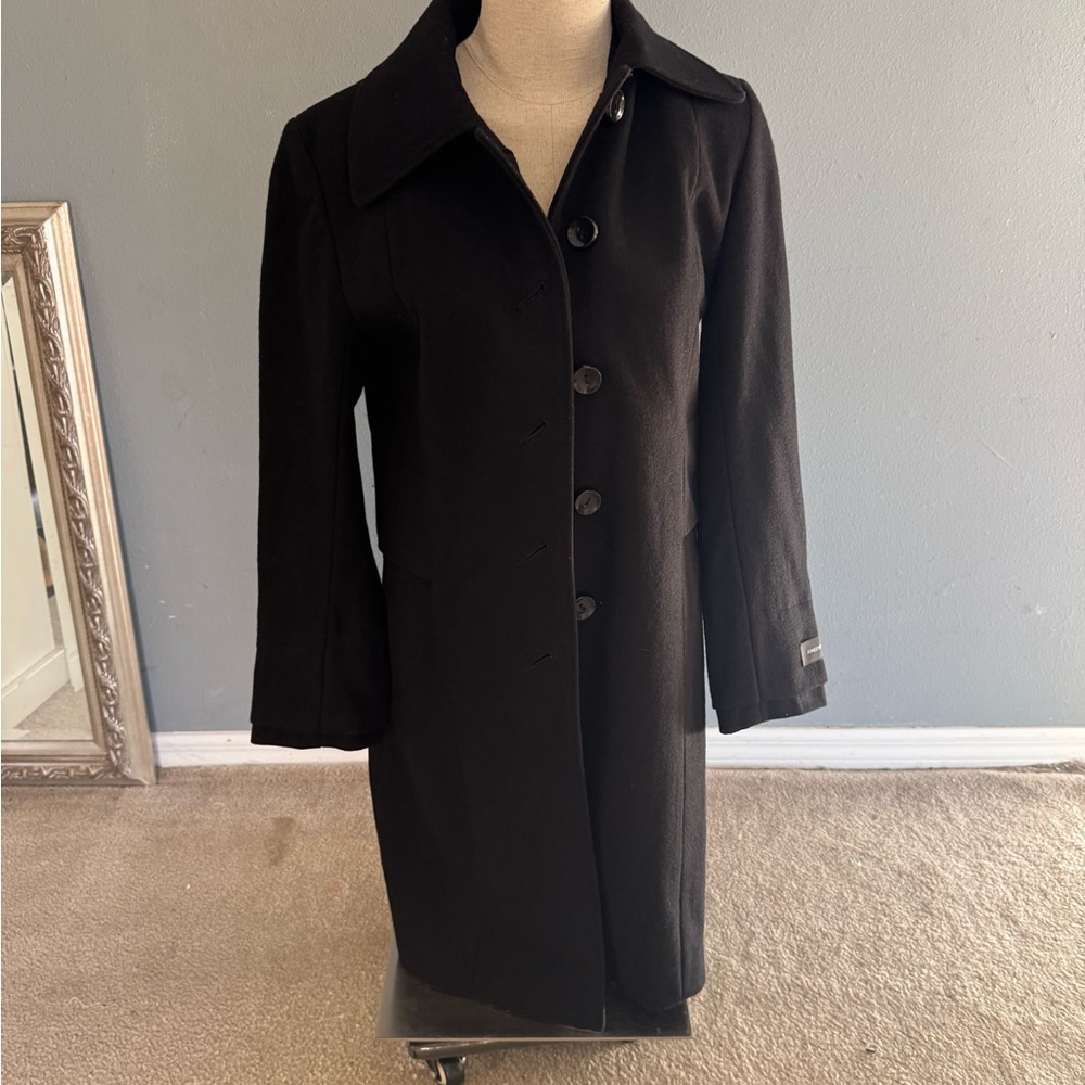 Jones New York Wool Blend Black Trench Coat
